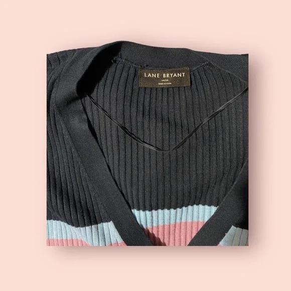 Lane Bryant Long-Sleeve Ribbed Cardigan – Stripe – NWOT 14/16 – Button-Front - Picture 4 of 7